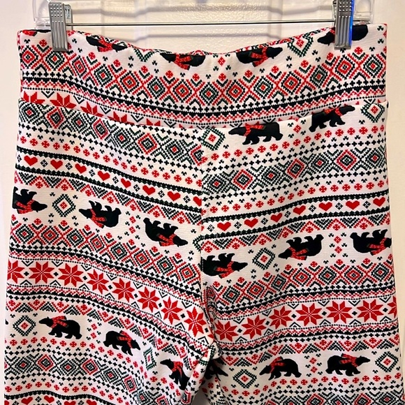 ❄️🐻 THICK WARM WINTER FAUX FLEECE LINED BEAR LEGGINGS Women’s Juniors XL 15/17 - Picture 3 of 8